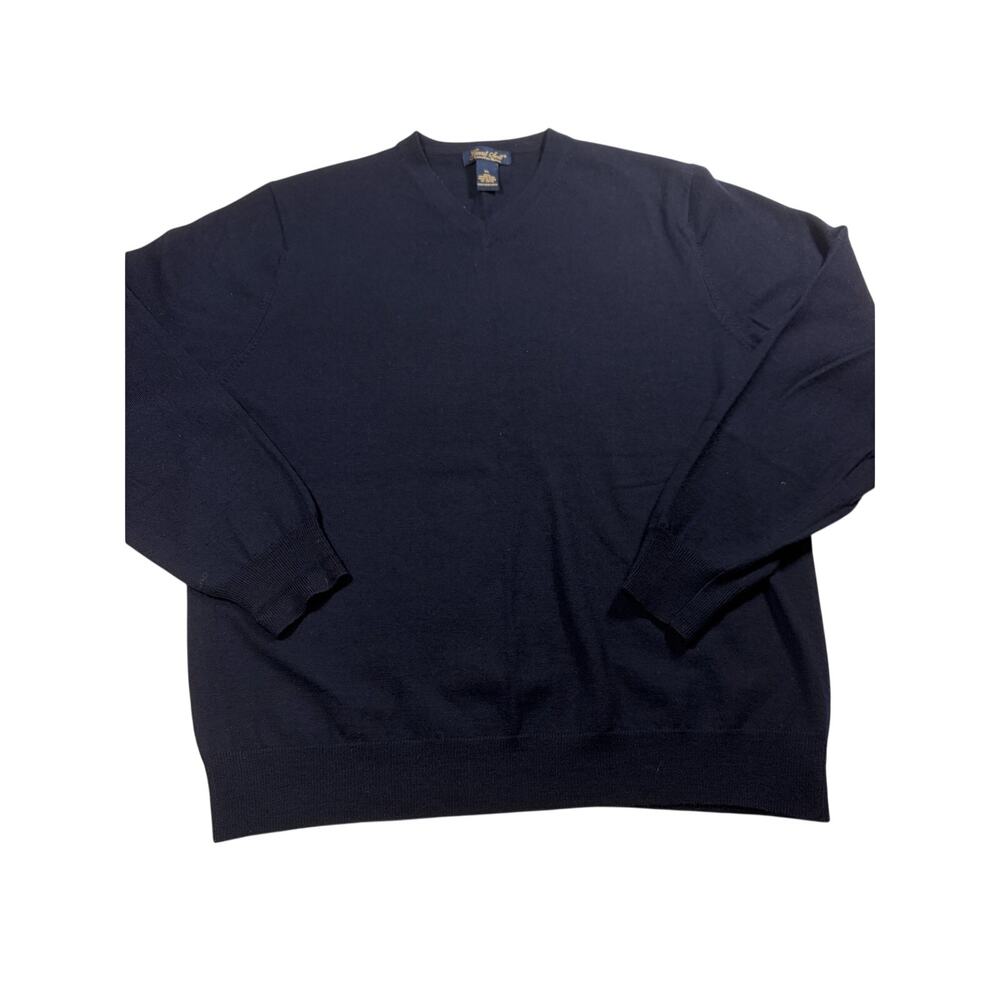 Garret Scott XL 100% Merino Wool V Neck Sweater Navy Blue Extra‎ Fine Mens